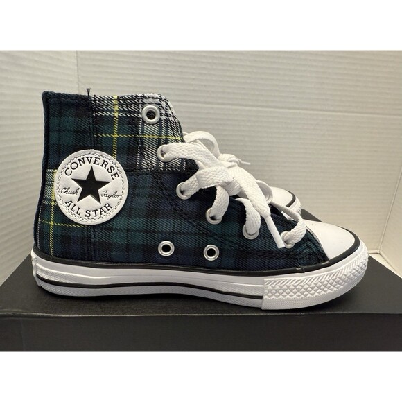 New Converse Chuck Taylor All Star Plaid High Tops Youth Sz 12 Lace Up Stars - Picture 3 of 12